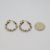 Pair of Sterling Silver Twisted Rope Style Huggie Hoop Earrings Vintage c1970