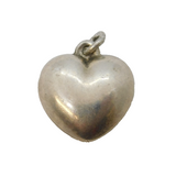 Sterling Silver Puffy Heart Charm Pendant Vintage c1970