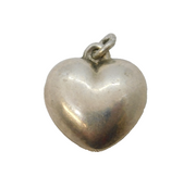 Sterling Silver Puffy Heart Charm Pendant Vintage c1970