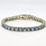 Sterling Silver Blue Topaz Set Tennis Bracelet Vintage c1970s