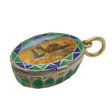 Egyptian Revival Enamel Moses in Basket Souvenir Charm Antique c1930s