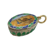 Egyptian Revival Enamel Moses in Basket Souvenir Charm Antique c1930s