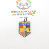 Sterling Silver & Enamel 'Exeter' Shield Charm Pendant Vintage c1960