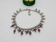 Pilgrim Sterling Silver Danish Design Ball & Purple Glass Bracelet Vintage