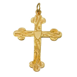 9ct Yellow Gold Floral Pattern Religious Cross Pendant Vintage 1957 Birmingham