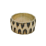 Sterling Silver Patterned Textured Studio Band Ring Vintage c1970 Size M