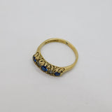 Gold On Sterling Silver Blue & White Paste Set Dress Ring Vintage 1977 Size M