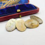 9ct Gold on Sterling Silver Oval Form Engine Turned Cufflinks Antique c1930