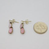 Pair of Sterling Silver Triple Dyed Pink Shell Stud Drop Earrings Modern c1990
