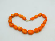 9ct Gold Clasp Pressed Amber Beaded Necklace Antique c1890 Victorian
