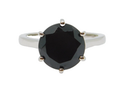 Sterling Silver Black Onyx Solitaire Statement Ring Vintage c1970 Size N 1/2