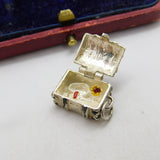 Sterling Silver Opening Treasure Chest Charm Pendant Vintage c1970