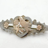 Edwardian Gold & Sterling Silver Swallow Sweetheart Brooch Antique Birmingham