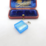 Sterling Silver Blue Glass Perfume Bottle Charm Pendant Vintage c1970