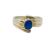 Sterling Silver Blue Chalcedony Twist Front Dress Band Ring Vintage c1970 Size P