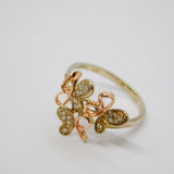 Sterling Silver Yellow & Rose Gold Gilt Butterfly Ring Vintage c2000 Size M 1/2