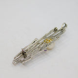 Sterling Silver 4 Amethyst & Pearl Nature Inspired Brooch/Pendant Modern c2000