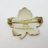 Danish Sterling Silver & Red Enamel Maple Leaf Brooch by MEKA Antique c1940