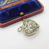 Sterling Silver Large Heart Charm Pendant Vintage c1970