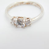 Sterling Silver Engagement Ring With Cubic Zirconia Vintage c1970 Size O