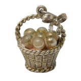 Sterling Silver Basket of Pearls Charm Pendant Vintage c1970