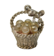 Sterling Silver Basket of Pearls Charm Pendant Vintage c1970