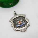 Sterling Silver & Enamel Crested Fob Medal Antique 1933 Birmingham Art Deco