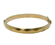 22ct Gold on Sterling Silver Planished Bangle Bracelet Vintage 1975 London