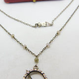 Sterling Silver Sweetheart Wheat Sheaf Pendant Necklace Antique c1920 Art Deco