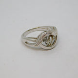 Sterling Silver Diamond Illusion Wavy Dress Ring Contemporary c2010 Size K 1/2