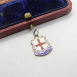 Sterling Silver & Enamel London Shield Charm Pendant Vintage c1970
