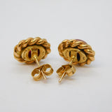 9ct Gold & Cabochon Cut Natural Ruby Stud Earrings Vintage c1970s