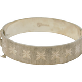 Sterling Silver Cross Pattern Cuff Bangle Bracelet Vintage 1966 London