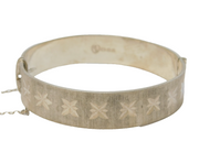 Sterling Silver Cross Pattern Cuff Bangle Bracelet Vintage 1966 London