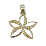 Sterling Silver Spinel Set Open Flower Charm Pendant Vintage c1970