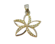 Sterling Silver Spinel Set Open Flower Charm Pendant Vintage c1970