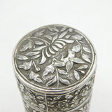 19th Century Sterling Silver Chinese Bird & Folate Pepper Shaker Antique c1880s