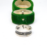 Sterling Silver Wide Two-Tone Wedding Band Ring Vintage c1970 Size S 1/2
