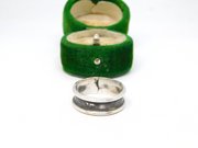 Sterling Silver Wide Two-Tone Wedding Band Ring Vintage c1970 Size S 1/2