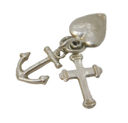 Sterling Silver Faith, Hope, Charity Charm Pendant Vintage c1970