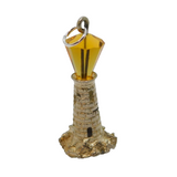 Sterling Silver Lighthouse With Yellow Glass Charm Pendant Vintage c1970