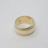 Sterling Silver Lined Edge Wide Wedding Band Ring Vintage c1970 Size O 1/2