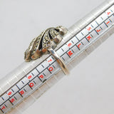 Sterling Silver Marcasite Swirly Pattern Art Deco Ring Antique c1930 Size N