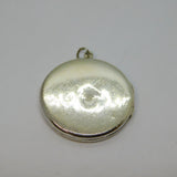 Sterling Silver Floral Pattern Round Locket Keepsake Charm Pendant Vintage c1970