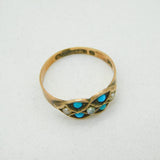 Victorian 9ct Gold, Seed Pearl & Turquoise Dress Ring Antique 1900 Birmingham