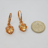 Pair of Sterling Silver Rose-Gold Gilt Crystal Leverback Earrings Modern c2010