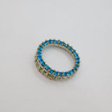 Sterling Silver Blue Topaz Graduating Band Studio Ring Vintage c1970 Size L 1/2