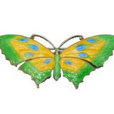 Sterling Silver & Colourful Enamel Butterfly Brooch Pin Antique c1940 Art Deco