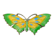 Sterling Silver & Colourful Enamel Butterfly Brooch Pin Antique c1940 Art Deco