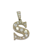 Sterling Silver Sparkling Paste Set 'S' Initial Charm Pendant Modern c1990s